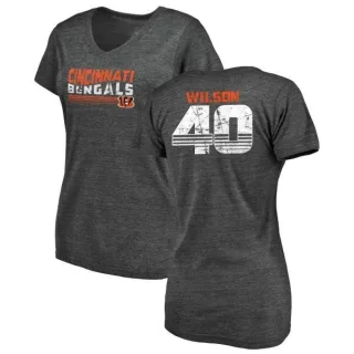 Brandon Wilson Women's Cincinnati Bengals Retro Tri-Blend V-Neck T-Shirt - Black