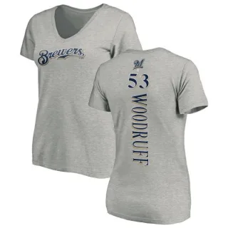 Brandon Woodruff Women's Milwaukee Brewers Backer Slim Fit T-Shirt - Ash