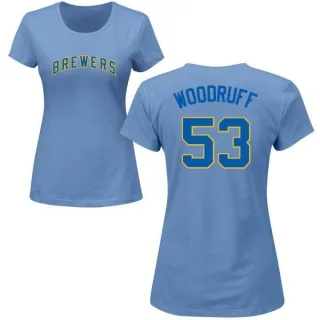 Brandon Woodruff Women's Milwaukee Brewers Name & Number T-Shirt - Light Blue