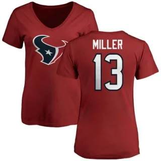 Braxton Miller Women's Houston Texans Name & Number Logo Slim Fit T-Shirt - Red