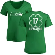 Braylon Edwards Women's Seattle Seahawks Green St. Patrick's Day Name & Number V-Neck T-Shirt