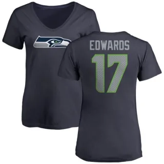 Braylon Edwards Women's Seattle Seahawks Name & Number Logo Slim Fit T-Shirt - Navy