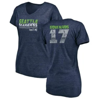 Braylon Edwards Women's Seattle Seahawks Retro Tri-Blend V-Neck T-Shirt - College Navy