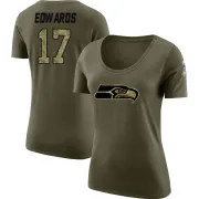 Braylon Edwards Women's Seattle Seahawks Salute to Service Olive Legend Scoop Neck T-Shirt