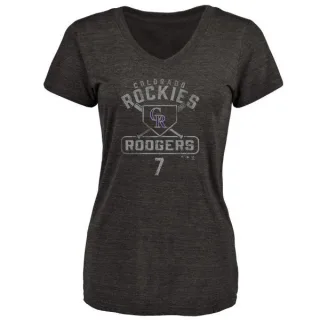 Brendan Rodgers Women's Colorado Rockies Base Runner Tri-Blend T-Shirt - Black