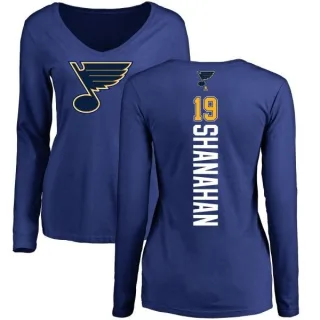 Brendan Shanahan Women's St. Louis Blues Backer V-Neck Long-Sleeve T-Shirt - Royal