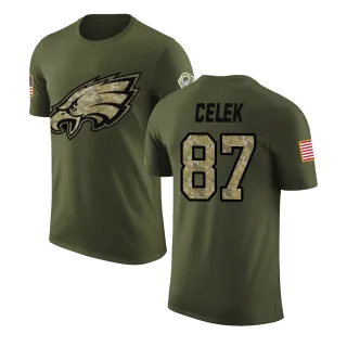 Brent Celek Philadelphia Eagles Olive Salute to Service Legend T-Shirt