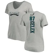 Brent Celek Women's Philadelphia Eagles Backer V-Neck T-Shirt - Ash