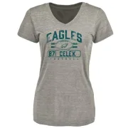 Brent Celek Women's Philadelphia Eagles Flanker Tri-Blend T-Shirt - Heathered Gray