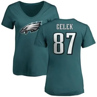 Brent Celek Women's Philadelphia Eagles Name & Number Logo Slim Fit T-Shirt - Green