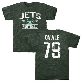 Brent Qvale New York Jets Green Distressed Name & Number Tri-Blend T-Shirt