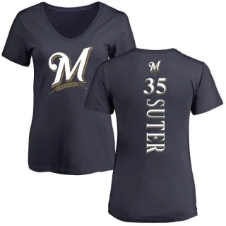 Brent Suter Women's Milwaukee Brewers Backer Slim Fit T-Shirt - Navy