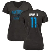 Brenton Bersin Women's Carolina Panthers Black Distressed Name & Number Tri-Blend V-Neck T-Shirt