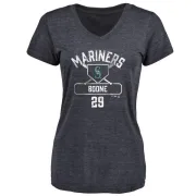 Bret Boone Women's Seattle Mariners Base Runner Tri-Blend T-Shirt - Navy