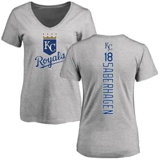 Bret Saberhagen Women's Kansas City Royals Backer Slim Fit T-Shirt - Ash