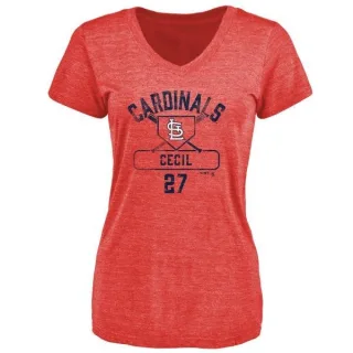 Brett Cecil Women's St. Louis Cardinals Base Runner Tri-Blend T-Shirt - Red