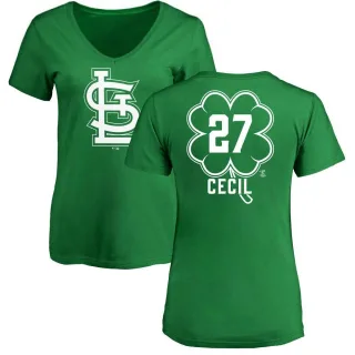 Brett Cecil Women's St. Louis Cardinals Dubliner Name & Number V-Neck T-Shirt - Kelly Green