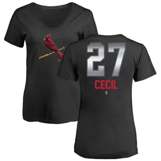 Brett Cecil Women's St. Louis Cardinals Midnight Mascot V-Neck T-Shirt - Black