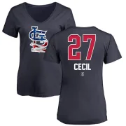 Brett Cecil Women's St. Louis Cardinals Name and Number Banner Wave V-Neck T-Shirt - Navy