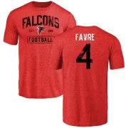 Brett Favre Atlanta Falcons Distressed Name & Number Tri-Blend T-Shirt - Red