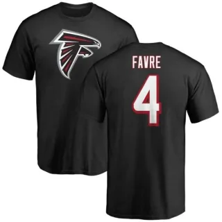 Brett Favre Atlanta Falcons Name & Number Logo T-Shirt - Black