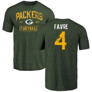 Brett Favre Green Bay Packers Green Distressed Name & Number Tri-Blend T-Shirt