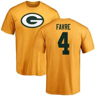 Brett Favre Green Bay Packers Name & Number Logo T-Shirt - Gold