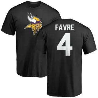 Brett Favre Minnesota Vikings Name & Number Logo T-Shirt - Black