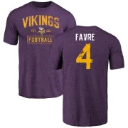 Brett Favre Minnesota Vikings Purple Distressed Name & Number Tri-Blend T-Shirt