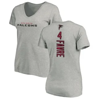 Brett Favre Women's Atlanta Falcons Backer V-Neck T-Shirt - Ash