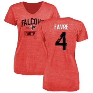 Brett Favre Women's Atlanta Falcons Distressed Name & Number Tri-Blend T-Shirt - Red