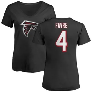 Brett Favre Women's Atlanta Falcons Name & Number Logo Slim Fit T-Shirt - Black