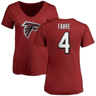 Brett Favre Women's Atlanta Falcons Name & Number Logo Slim Fit T-Shirt - Red