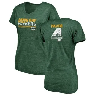 Brett Favre Women's Green Bay Packers Retro Tri-Blend V-Neck T-Shirt - Green