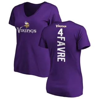 Brett Favre Women's Minnesota Vikings Backer Slim Fit T-Shirt - Purple