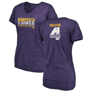 Brett Favre Women's Minnesota Vikings Retro Tri-Blend V-Neck T-Shirt - Purple