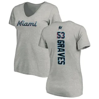 Brett Graves Women's Miami Marlins Backer Slim Fit T-Shirt - Ash