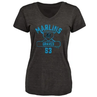 Brett Graves Women's Miami Marlins Base Runner Tri-Blend T-Shirt - Black