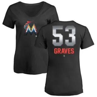 Brett Graves Women's Miami Marlins Midnight Mascot V-Neck T-Shirt - Black