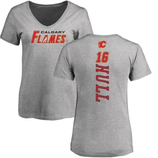 Brett Hull Women's Calgary Flames Backer T-Shirt - Ash