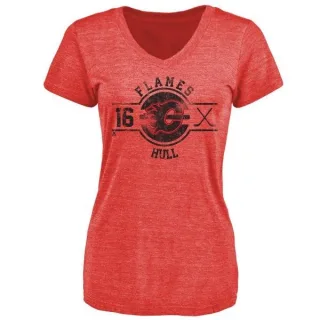 Brett Hull Women's Calgary Flames Insignia Tri-Blend T-Shirt - Red