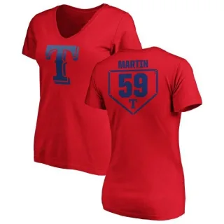 Brett Martin Women's Texas Rangers RBI Slim Fit V-Neck T-Shirt - Red