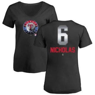 Brett Nicholas Women's Texas Rangers Midnight Mascot V-Neck T-Shirt - Black