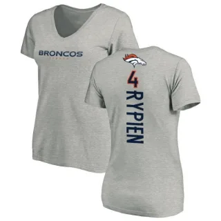 Brett Rypien Women's Denver Broncos Backer V-Neck T-Shirt - Ash