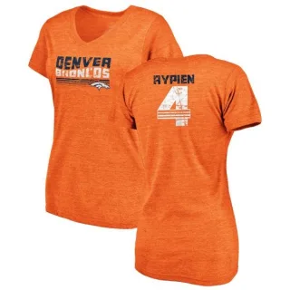 Brett Rypien Women's Denver Broncos Retro Tri-Blend V-Neck T-Shirt - Orange