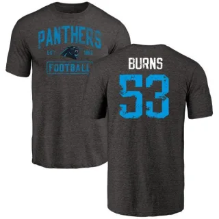 Brian Burns Carolina Panthers Black Distressed Name & Number Tri-Blend T-Shirt