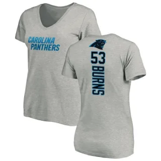 Brian Burns Women's Carolina Panthers Backer V-Neck T-Shirt - Ash