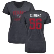 Brian Cushing Women's Houston Texans Navy Distressed Name & Number Tri-Blend V-Neck T-Shirt