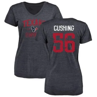 Brian Cushing Women's Houston Texans Navy Distressed Name & Number Tri-Blend V-Neck T-Shirt