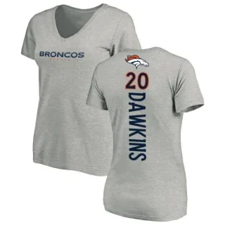 Brian Dawkins Women's Denver Broncos Backer V-Neck T-Shirt - Ash